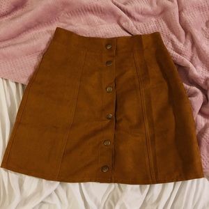 Faux Suede Button Down Skirt